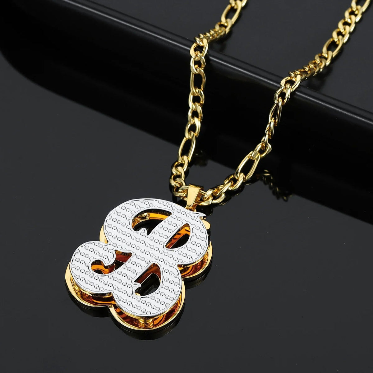 Double Plated Initial Necklace w/ Figaro Chain