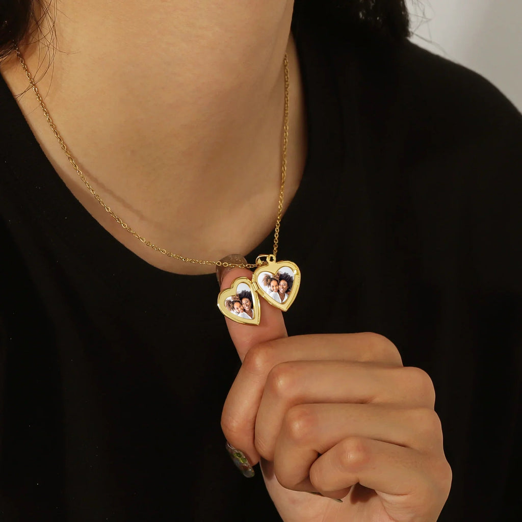 Heart Locket Necklace Photo Pendant