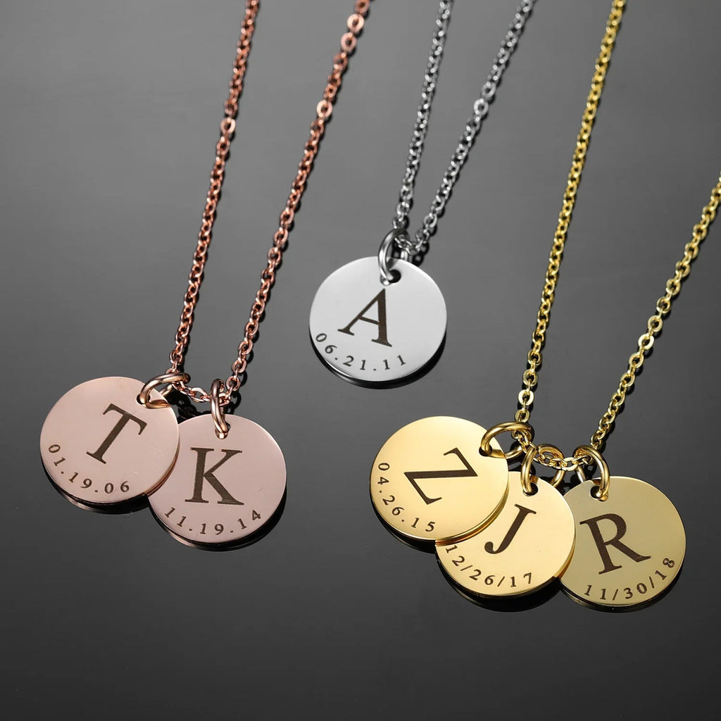 Initial Date Charm Necklace