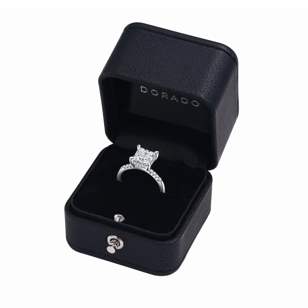 Princess Cut Moissanite Engagement Ring With Halo