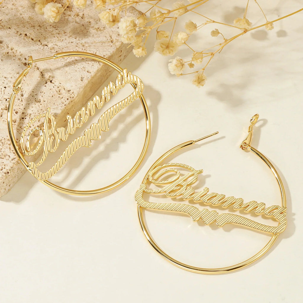 Classic Heart Name Hoop Earrings