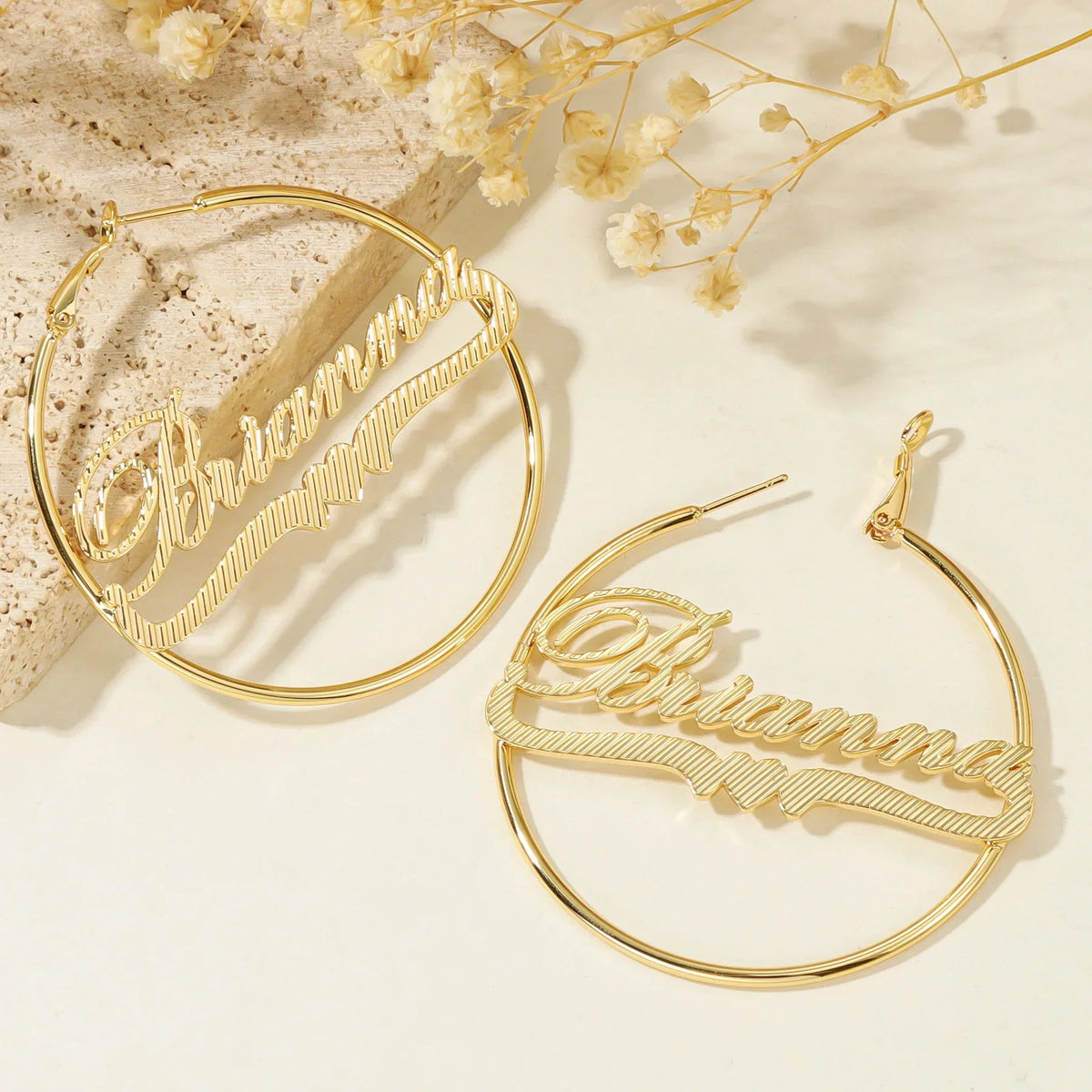 Classic Heart Name Hoop Earrings