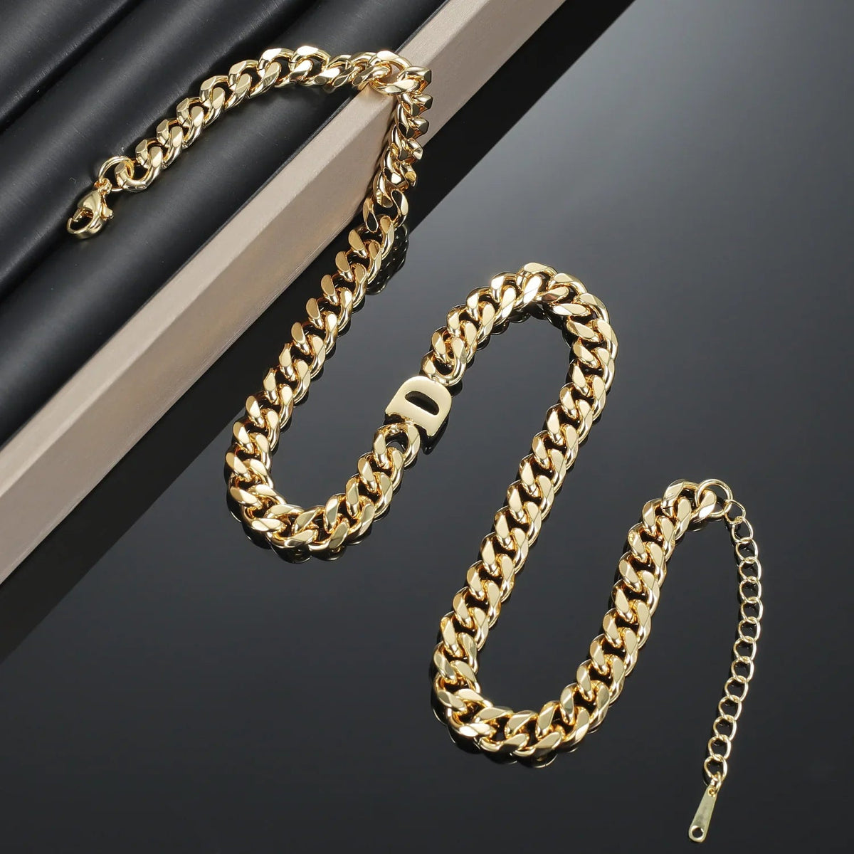 Kids Letter Choker w/ XL Cuban Chain