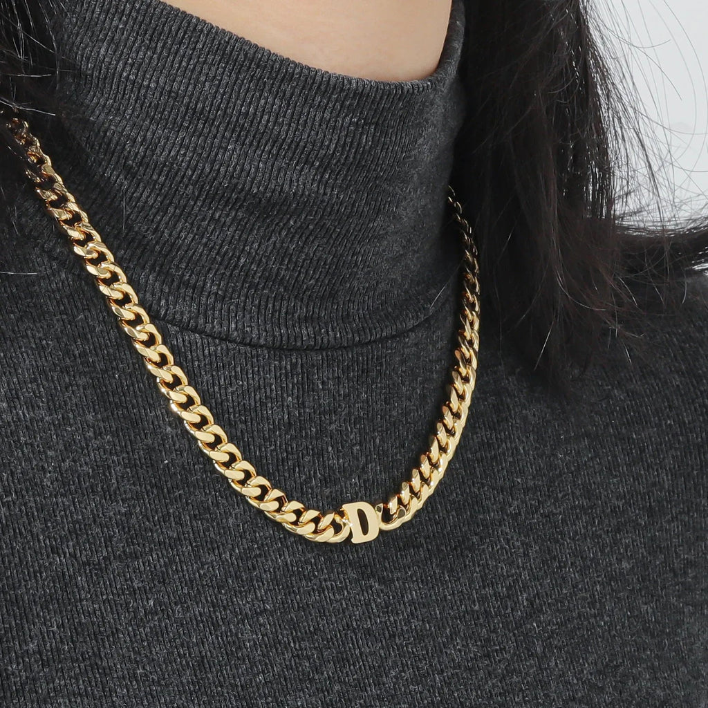 Letter Choker w/ XL Cuban Chain
