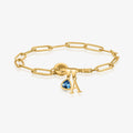 Initial Birthstone w/ Paper Clip Bracelet
