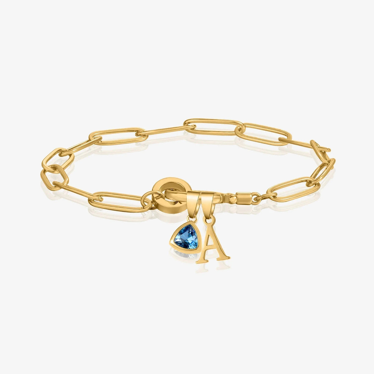 Initial Birthstone w/ Paper Clip Bracelet