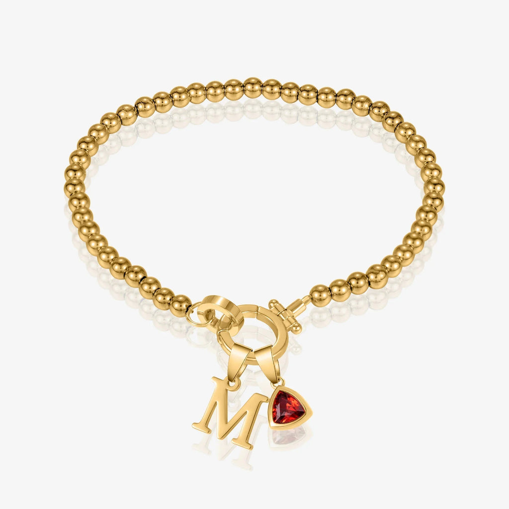 Initial Birthstone w/ Beaded Bracelet