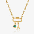 Initial Birthstone w/ Paper Clip Chain