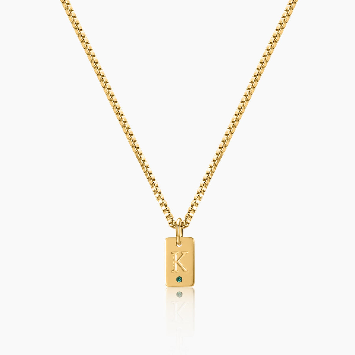 Initial Engraved Birthstone Necklace