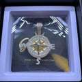 Iced Two-tone 45mm Gold-Plated  CZ  Compass  Pendant $ Cuban Link Chain