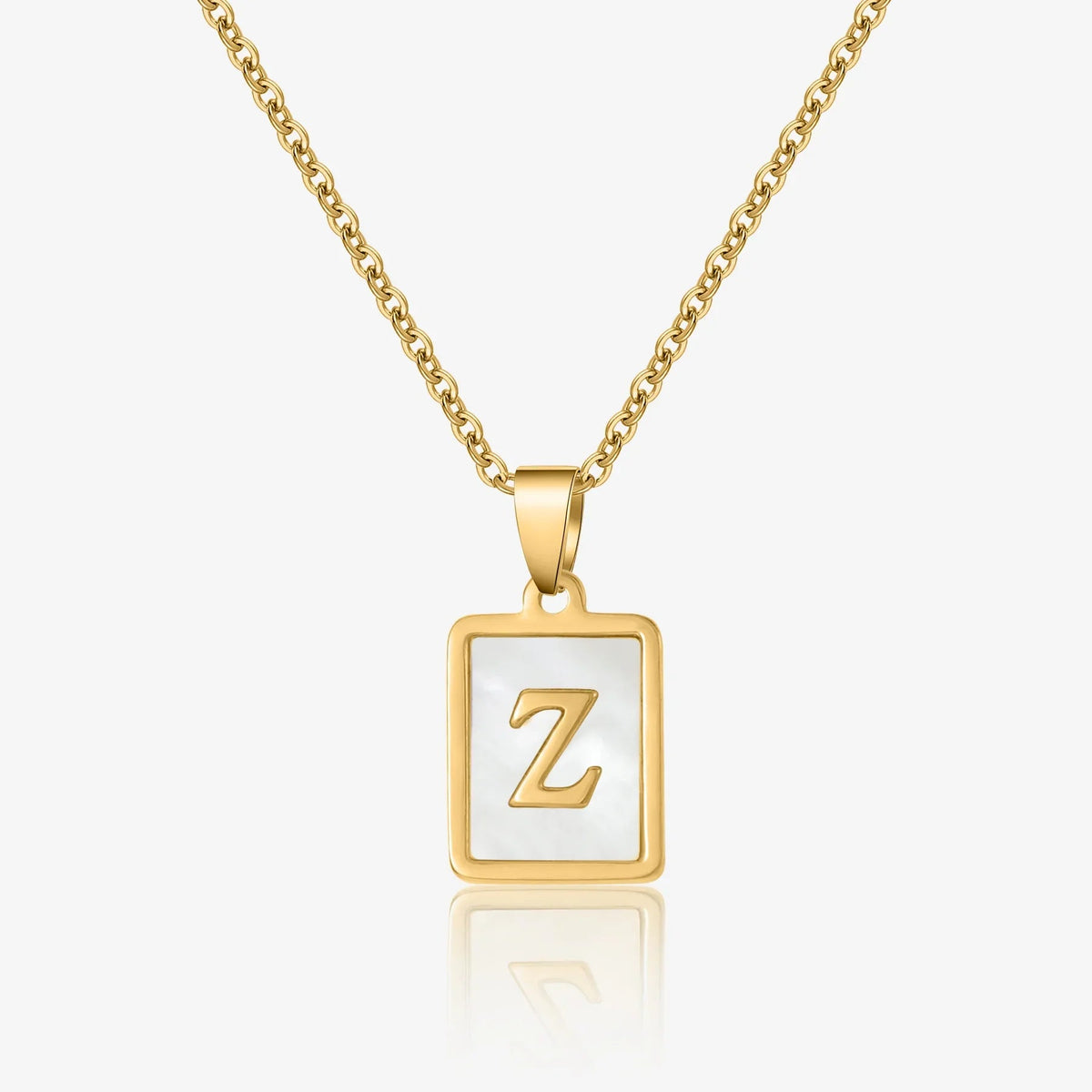 Kids Pearl Initial Tag Necklace