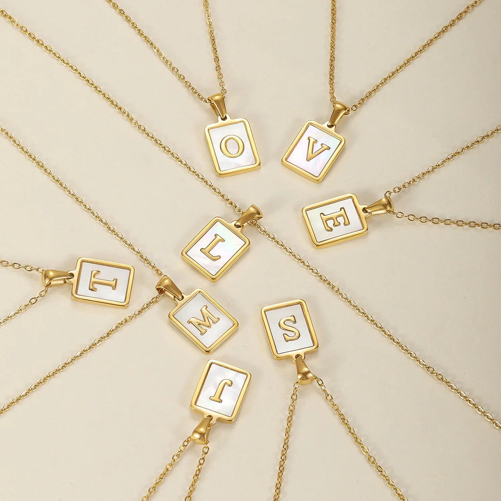 Kids Pearl Initial Tag Necklace