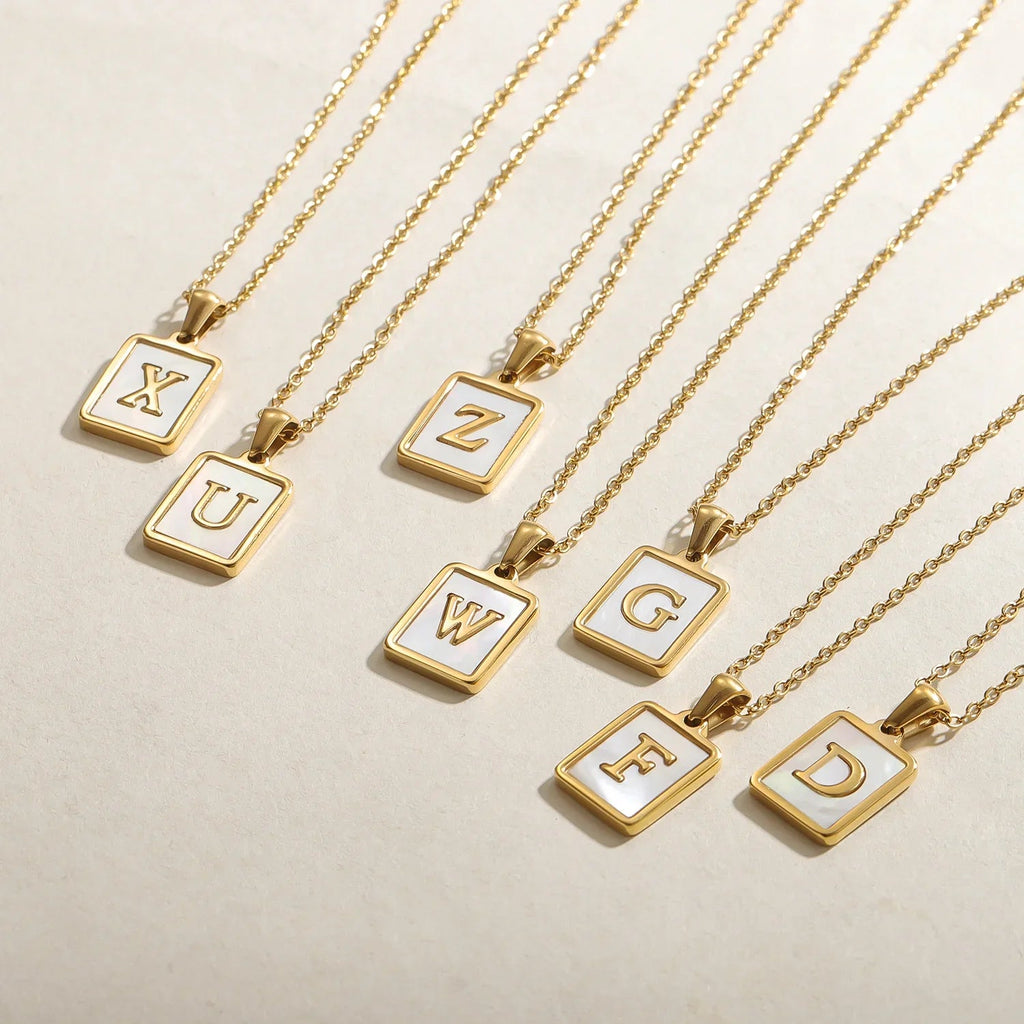 Kids Pearl Initial Tag Necklace