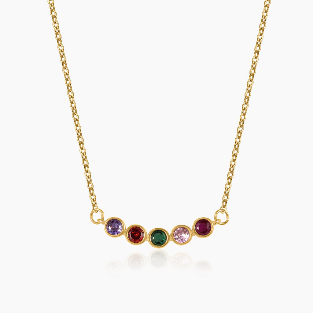 Family Birthstone Bezel Necklace