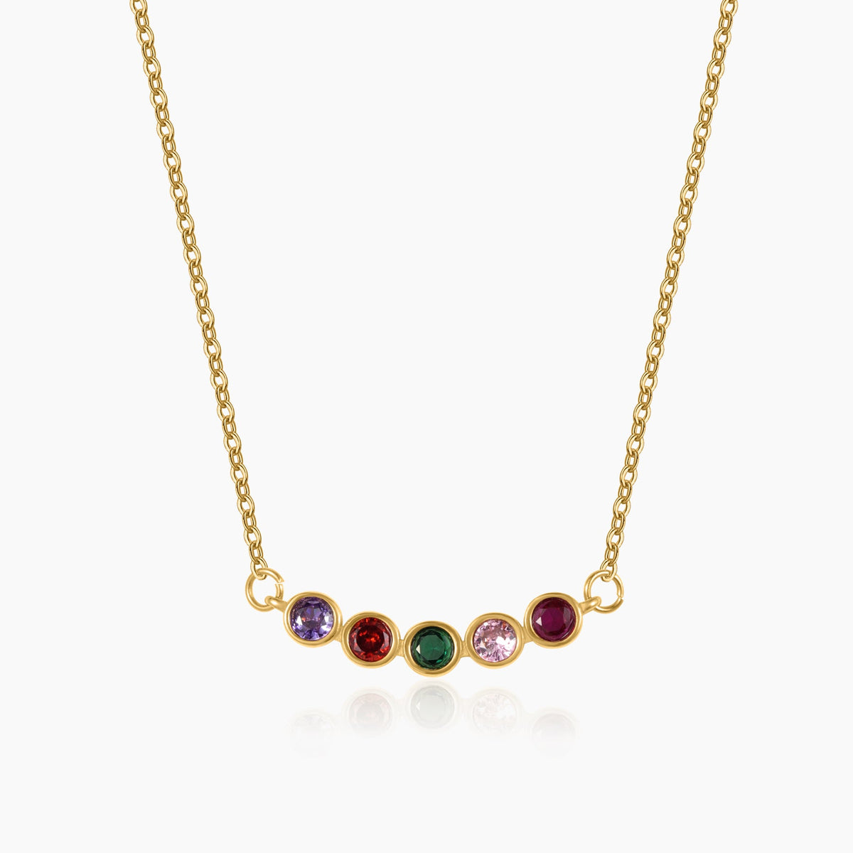 Family Birthstone Bezel Necklace