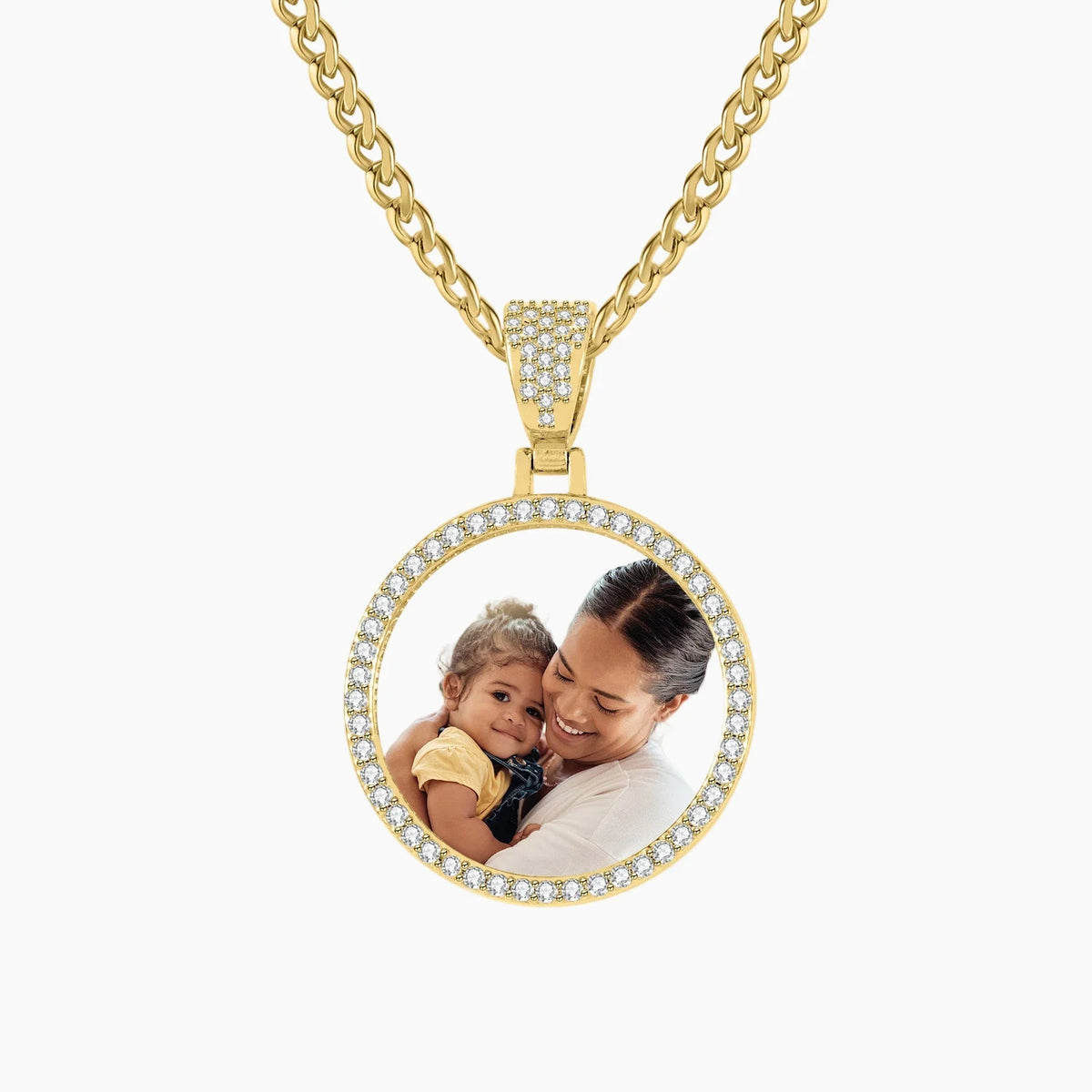 Iced Circle Photo Pendant