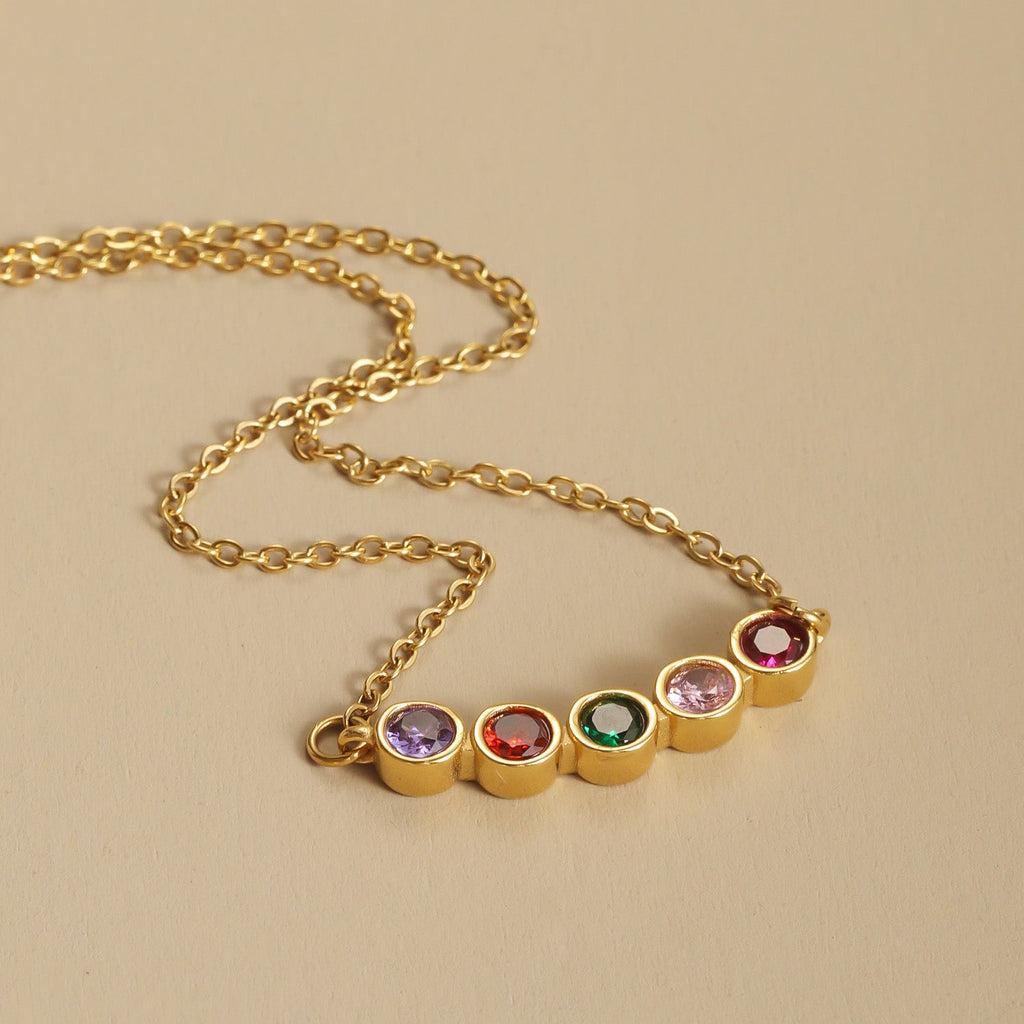 Family Birthstone Bezel Necklace
