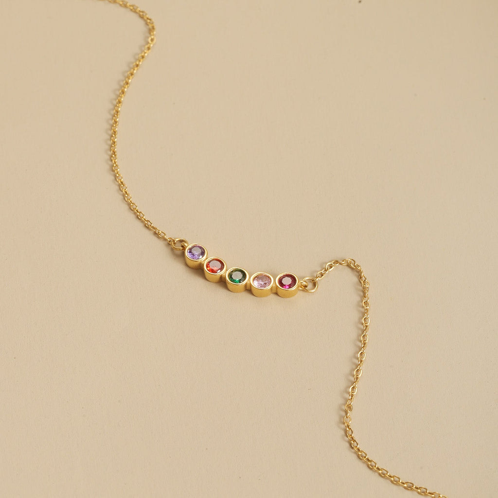 Family Birthstone Bezel Necklace