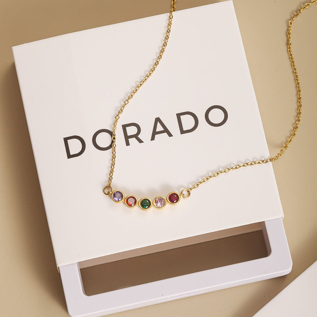 Family Birthstone Bezel Necklace