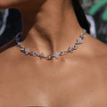Iced Cruciform Flower Skull Cross Necklace in White Gold