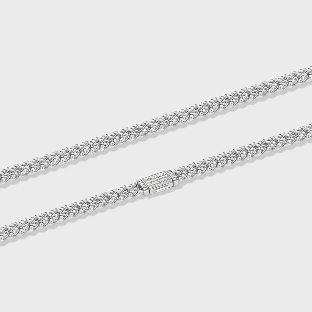 Women's Iced Cuban Chain (Silver) - 8mm