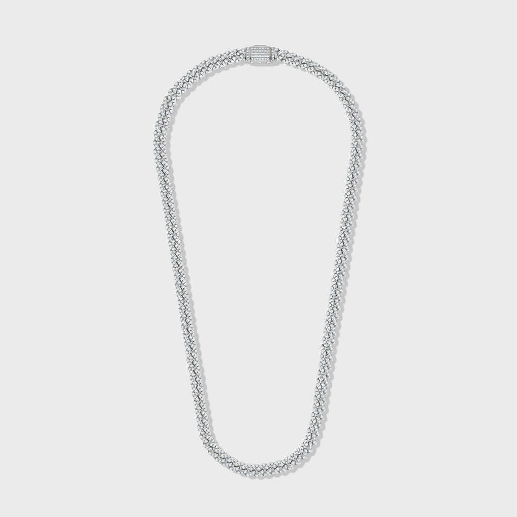Women's Iced Cuban Chain (Silver) - 8mm
