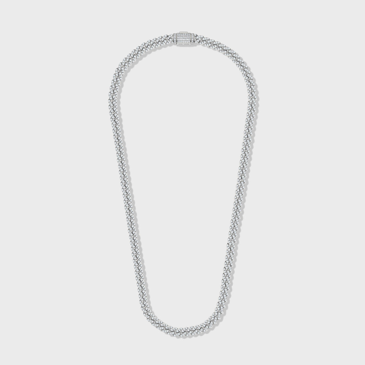 Women's Iced Cuban Chain (Silver) - 8mm