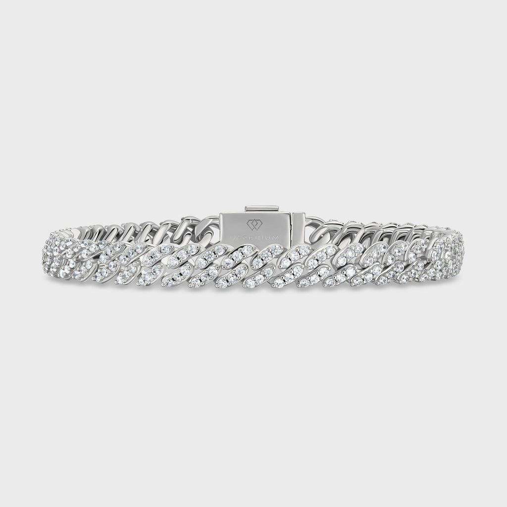 Women's Iced Cuban Bracelet (Silver) - 8mm