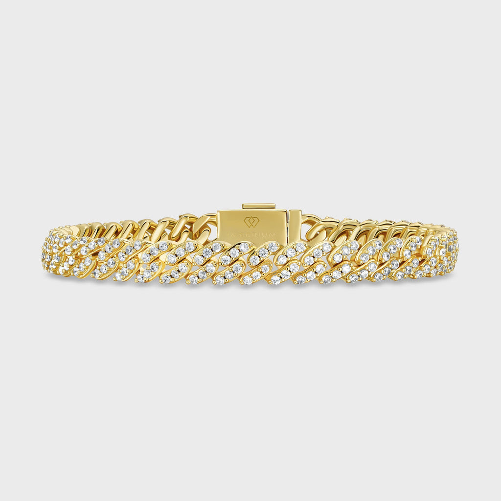 Women's Iced Cuban Bracelet (Gold) - 8mm