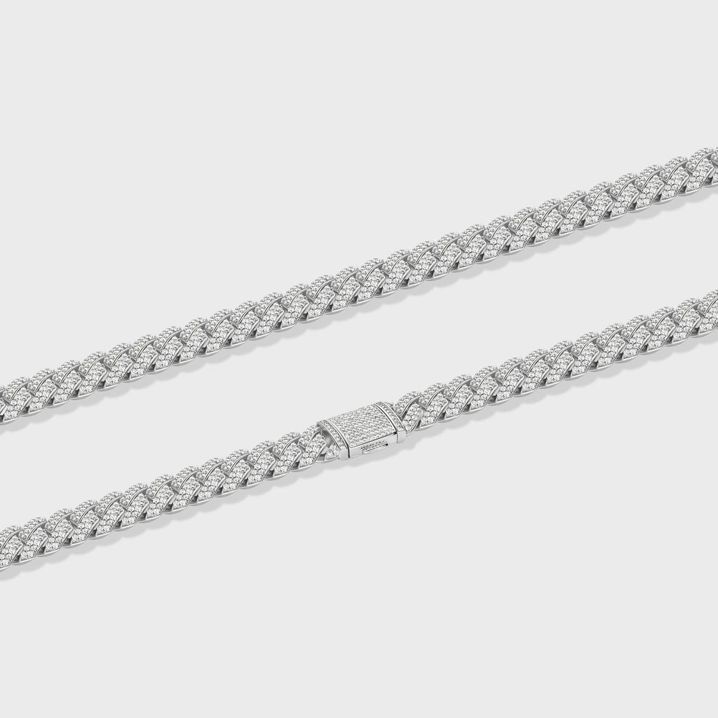 Iced Prong Cuban Chain (Silver) - 10mm