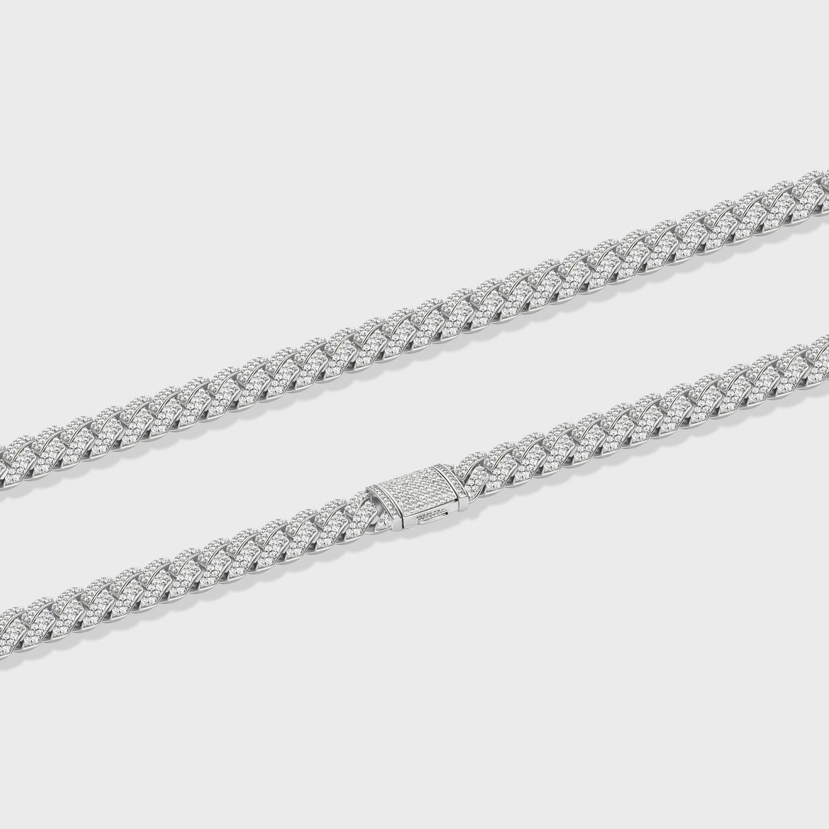 Iced Prong Cuban Chain (Silver) - 10mm