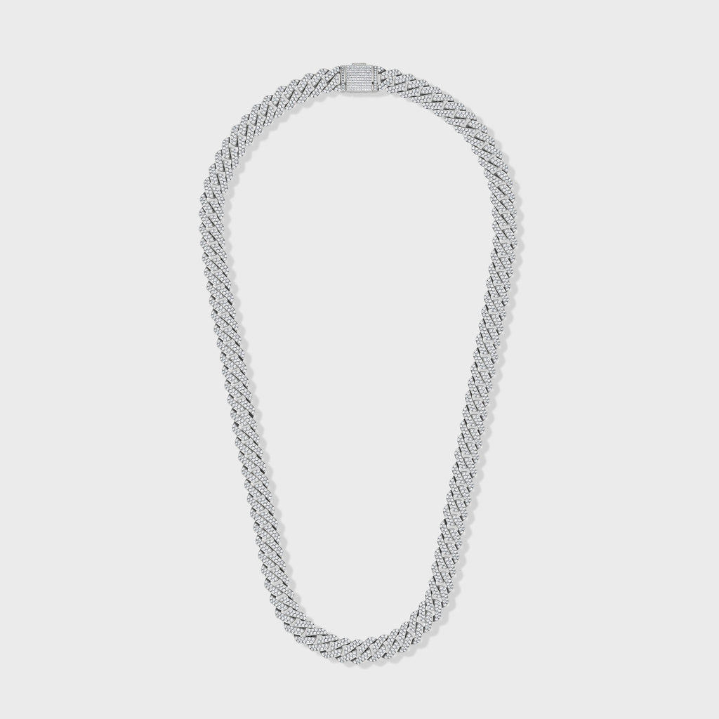 Iced Prong Cuban Chain (Silver) - 10mm
