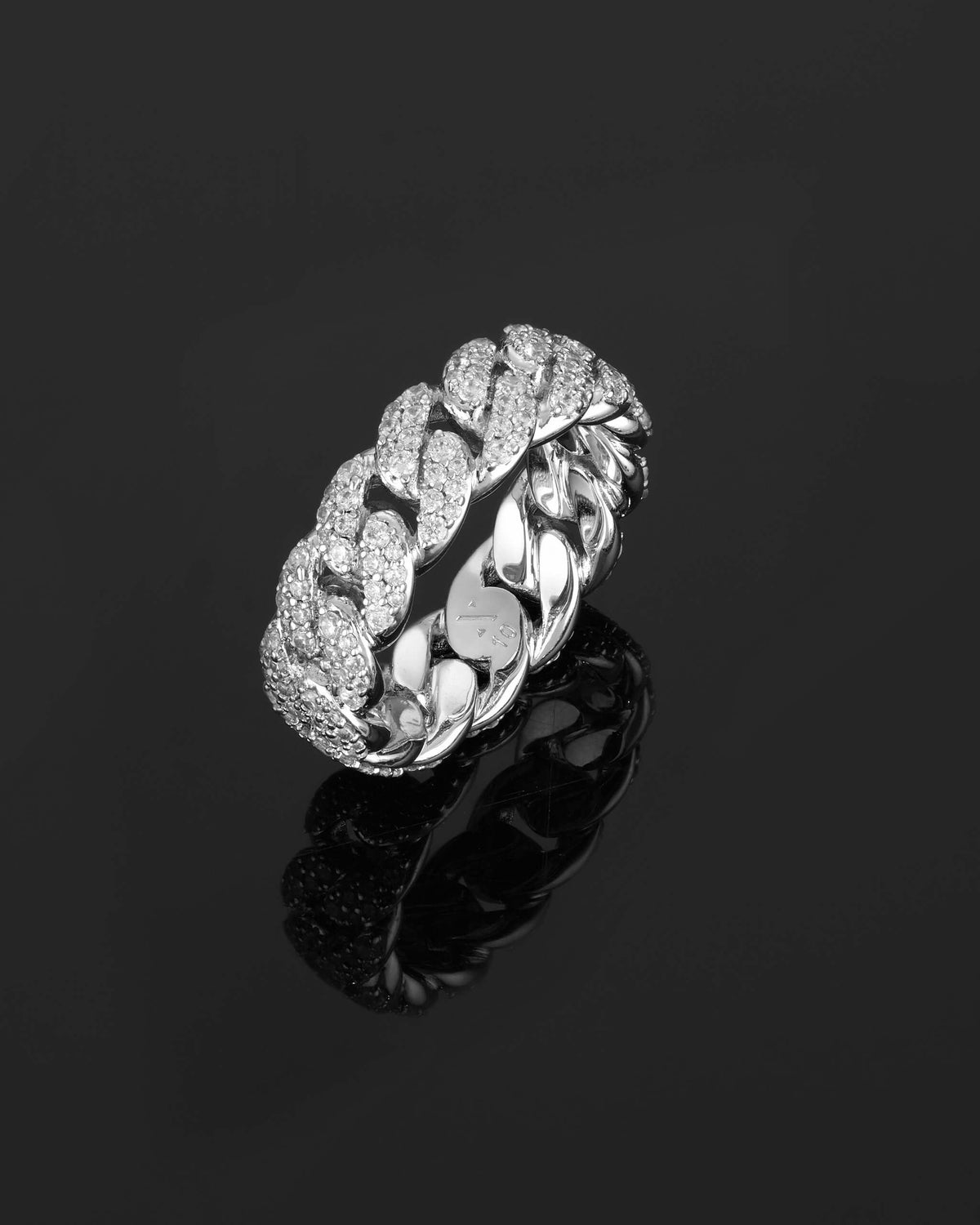 Iced Out Cuban Link Ring Silver