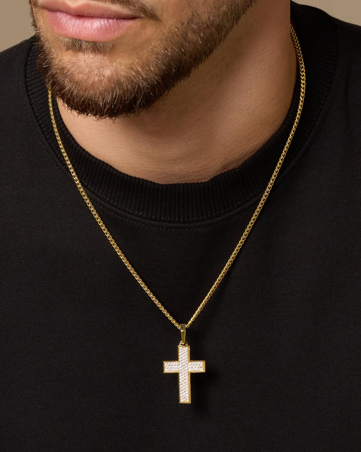 Iced Out Mosaic Cross Pendant