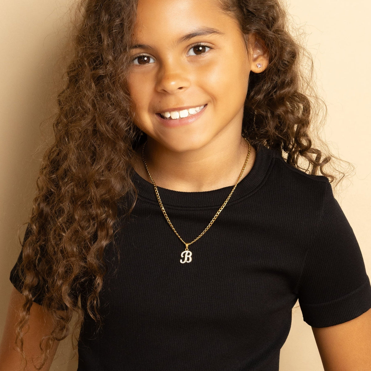 Kids Script Iced Letter Necklace