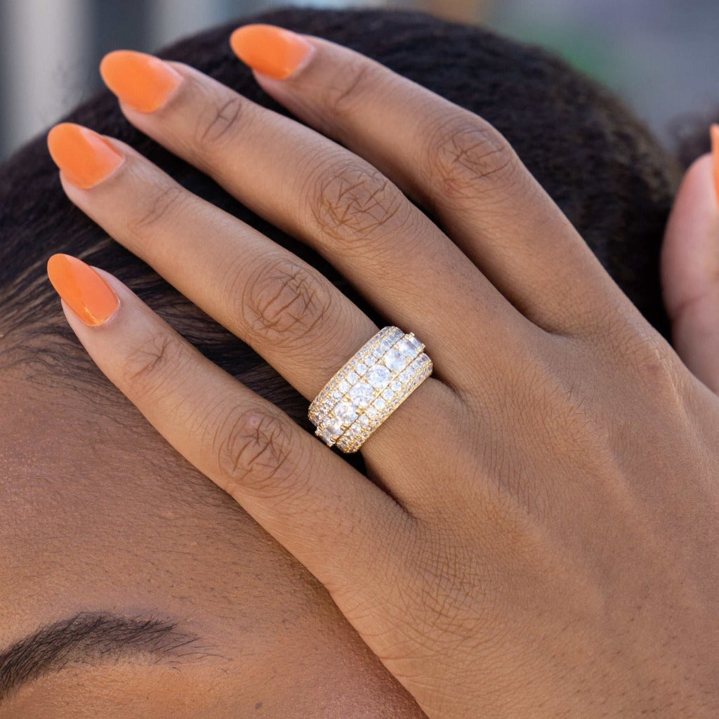 5 Layer Diamond Band Ring in Yellow Gold Vermeil