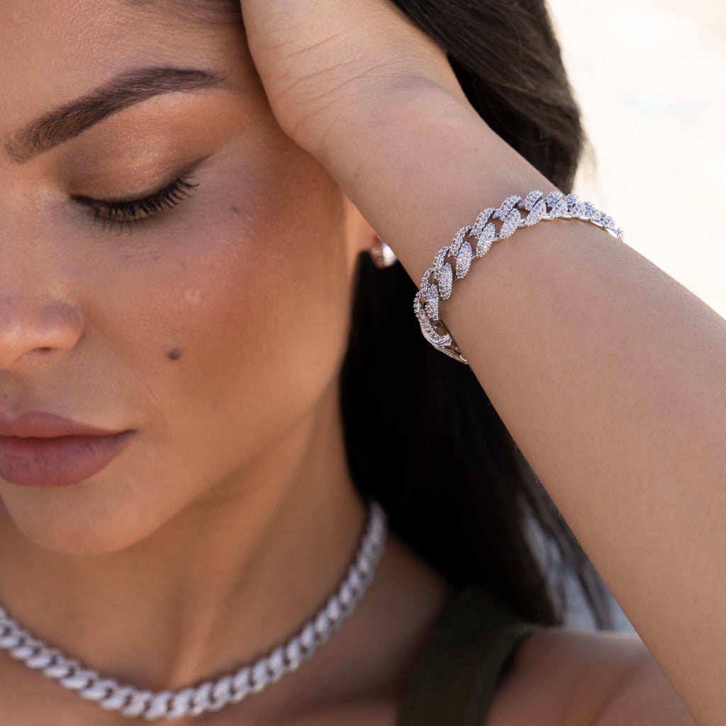 Diamond Cuban Necklace + Bracelet Bundle in White or Yellow Gold - 8.5mm