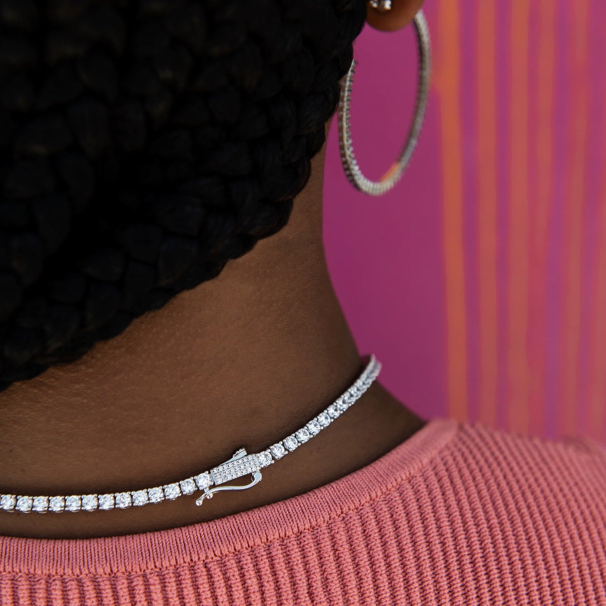 3MM Diamond Cross Tennis Necklace