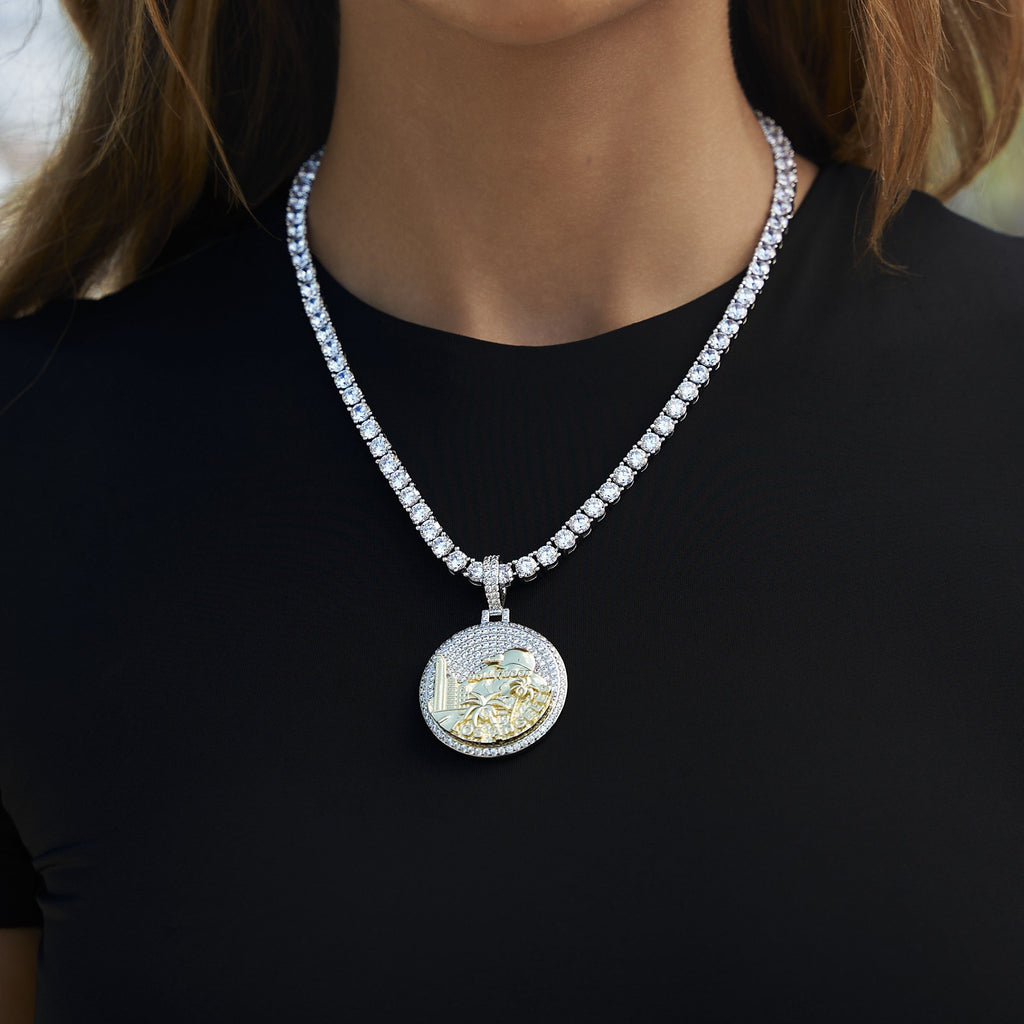 Iced LA Pendant in White Gold