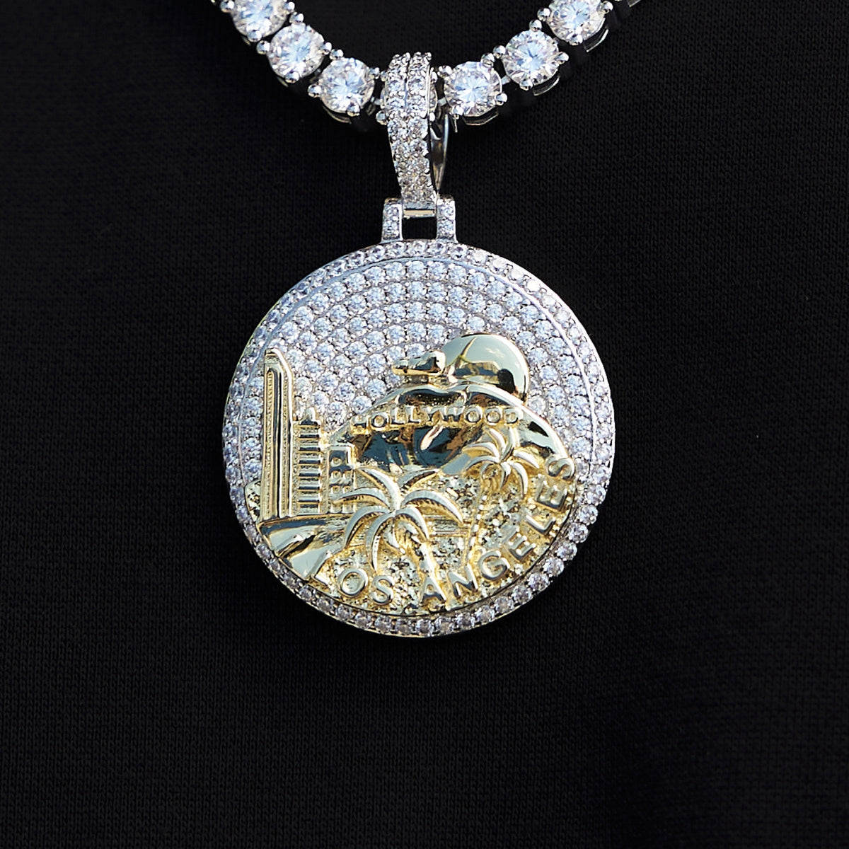 Iced LA Pendant in White Gold