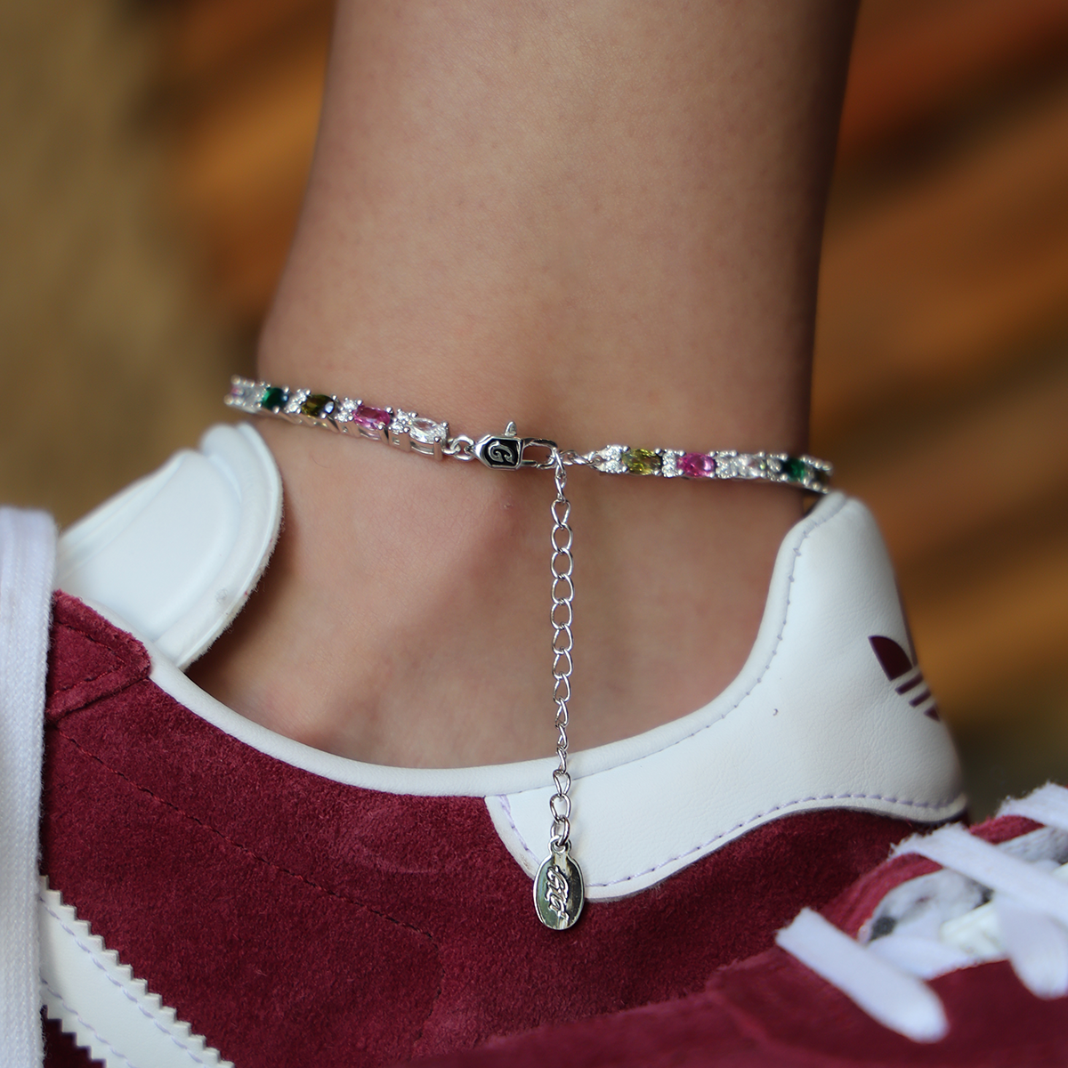 Multicolor Mixed Oval Cut Tennis Anklet- 3mm