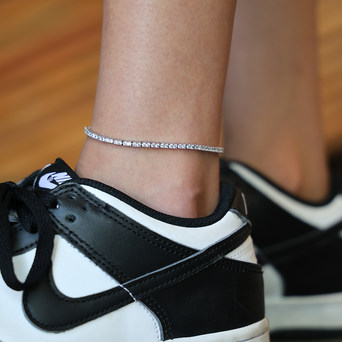 Diamond Tennis Anklet in White Gold- 2mm
