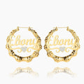 Heart Name Bamboo Hoop Earrings