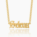Kids Gothic Name Necklace w/ Cuban Chain