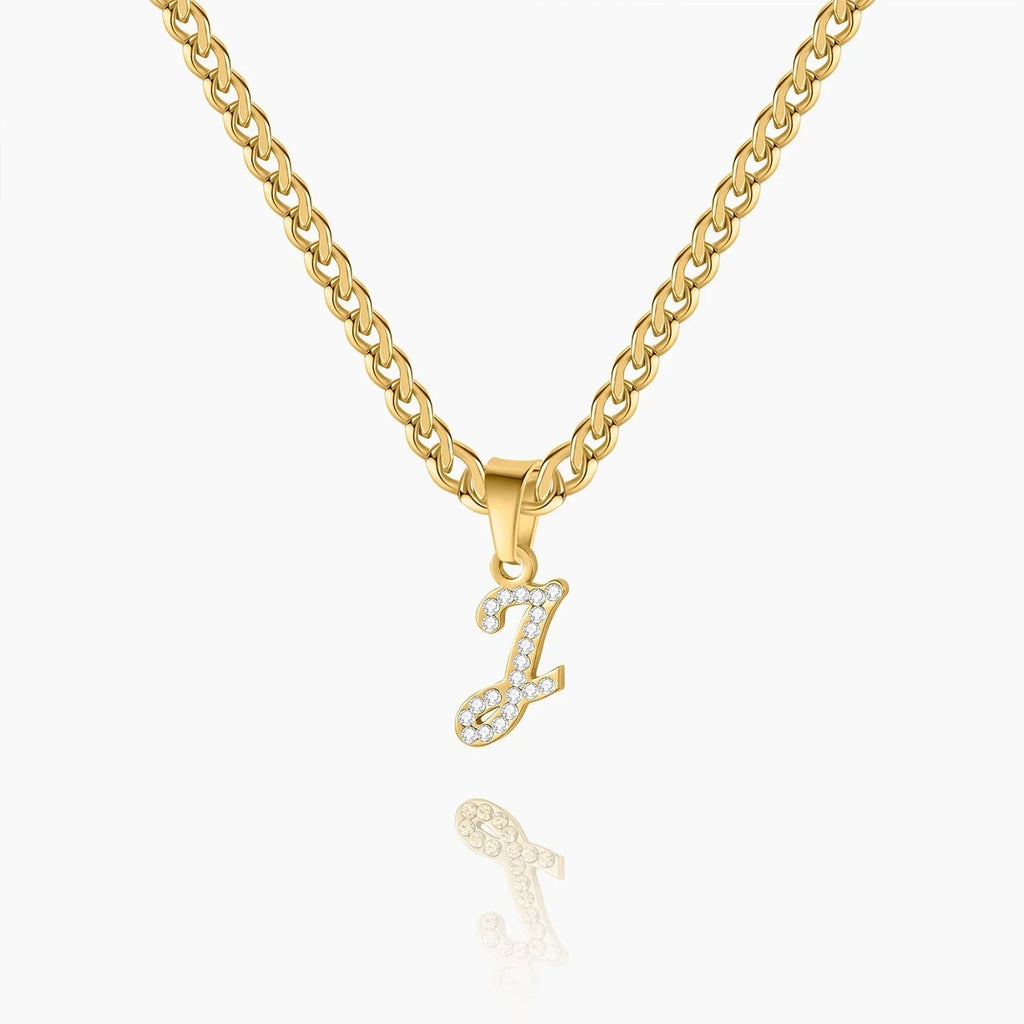 Kids Script Iced Letter Necklace