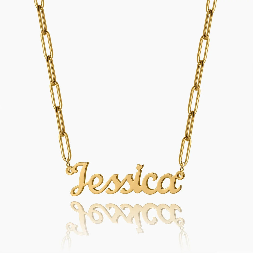 Custom Name Necklace w/ Paper Clip Chain