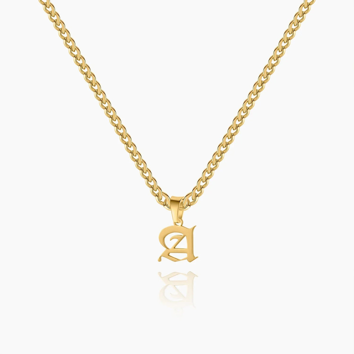 Gothic Letter Necklace w/ Cuban Chain
