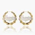 Double Plated Bamboo Name Hoop Earrings