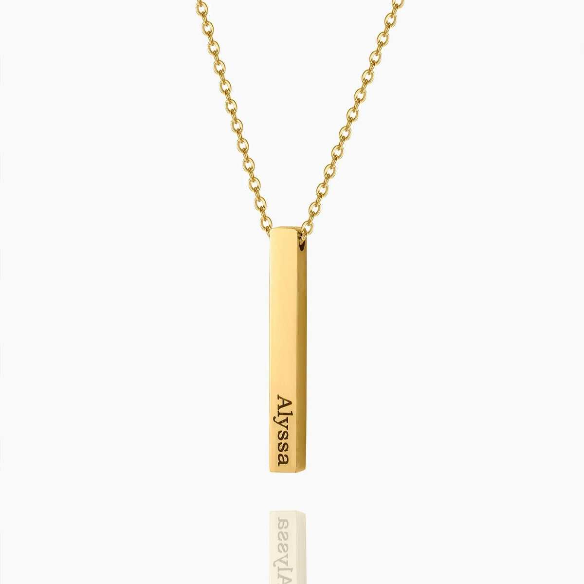 Kids Engraved 3D Bar Necklace