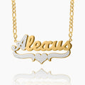 Kids Double Plated Script Name Necklace w/ Figaro Chain